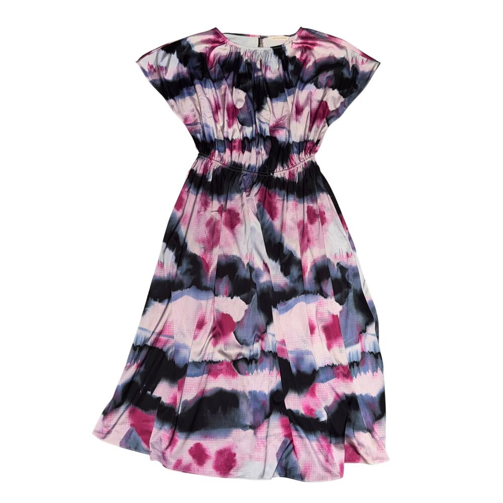 Soft Surroundings Abelia Midi Dress Women's Size PM Magenta Multi Stretch S/S